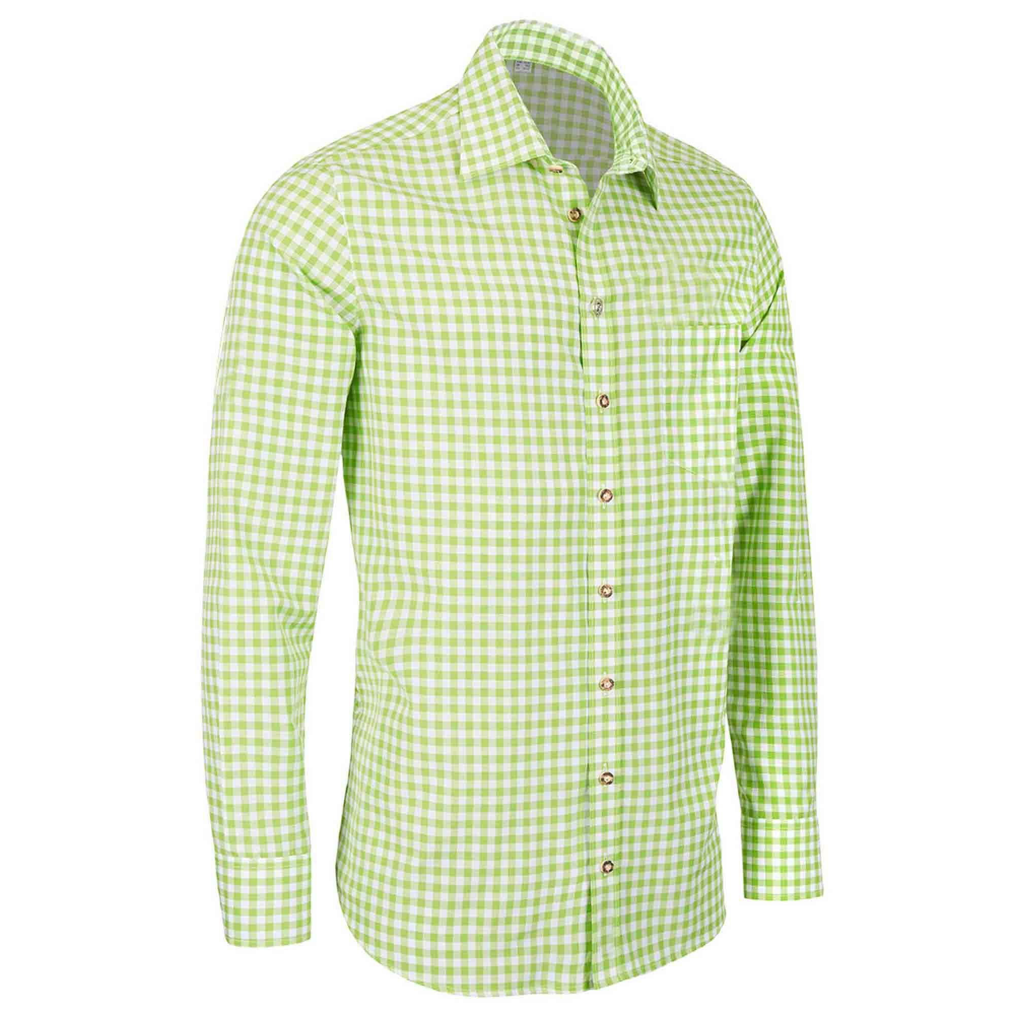 German Bavarian Slim Light Green Checkered Shirt